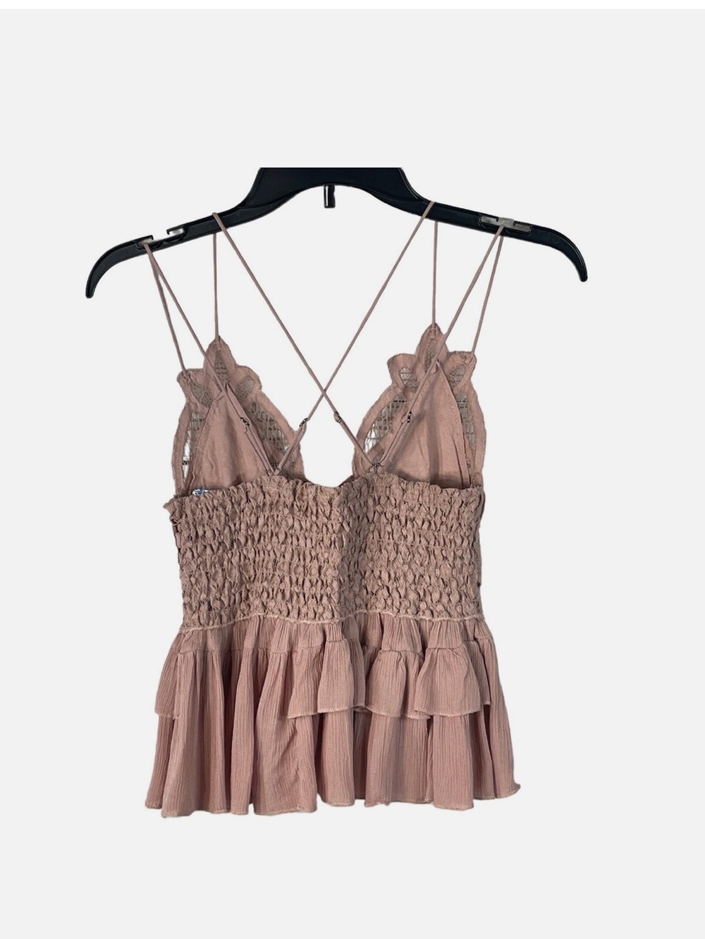 Free People Dusty Mauve Crochet Ruffle Cami Size XS NEW With Tags! Retail $68. - Picture 8 of 10